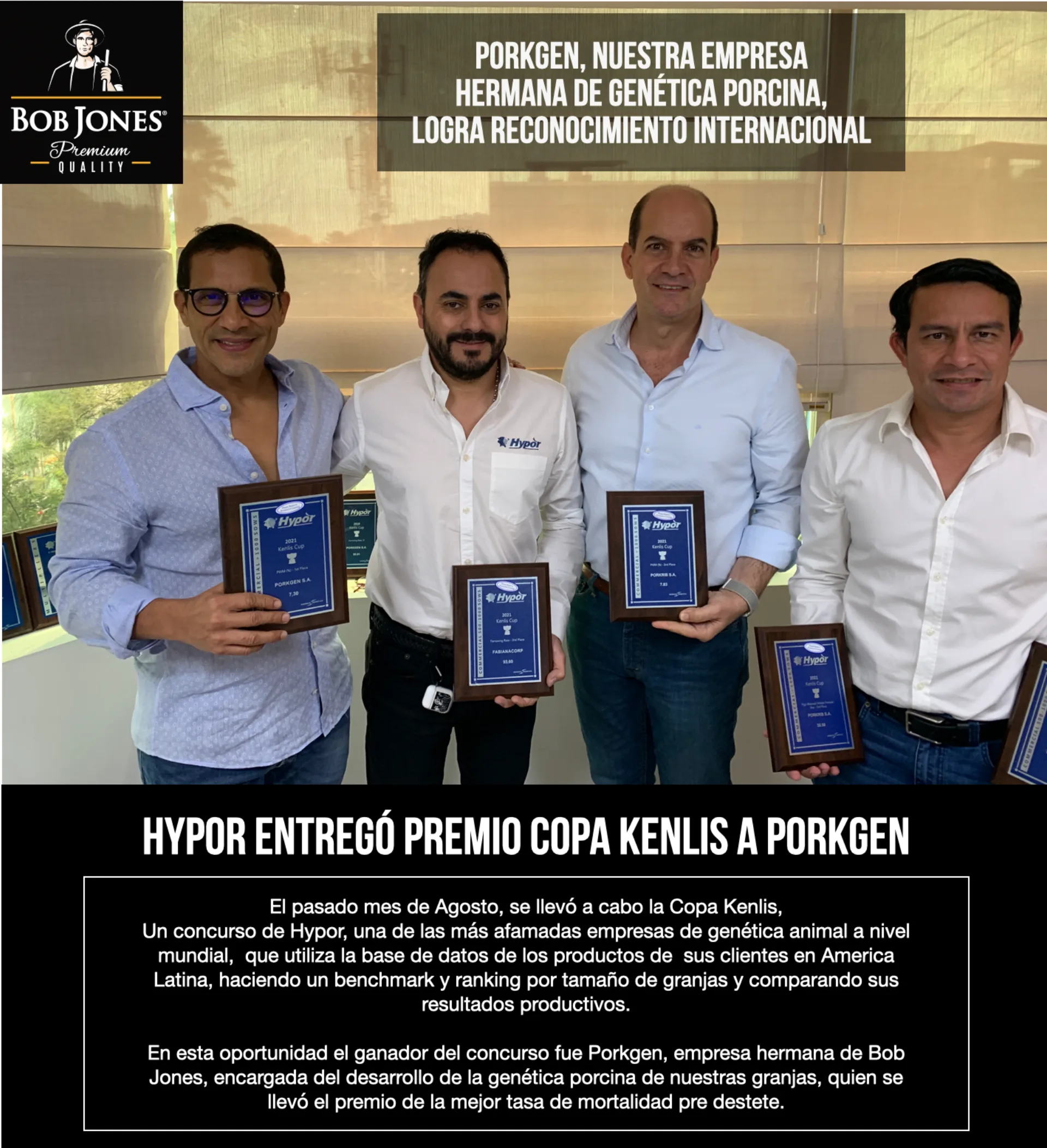 Hypor entregó premio copa KENLIS a PorkGen